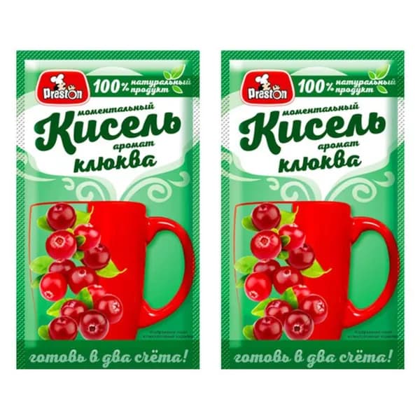 Preston Кисель моментальный, клюква, 30 г, 2 штуки