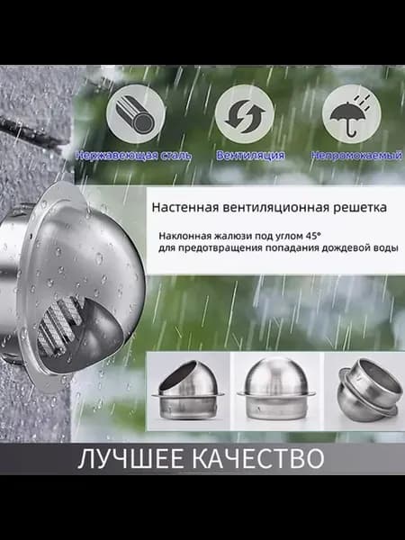 Стенное вентиляционное отверстие из нерж. стали 304, D100 мм