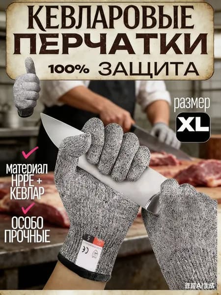 Кольчужные перчатки XL, антипорезные, нержавеющая сталь