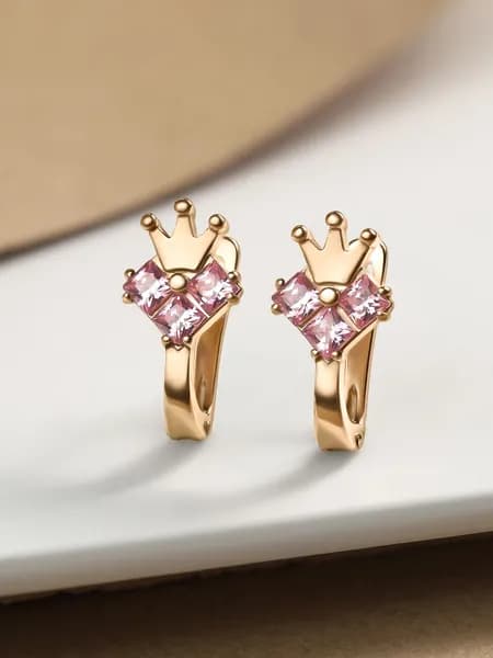 Детские серьги корона серебро 925 с фианитами