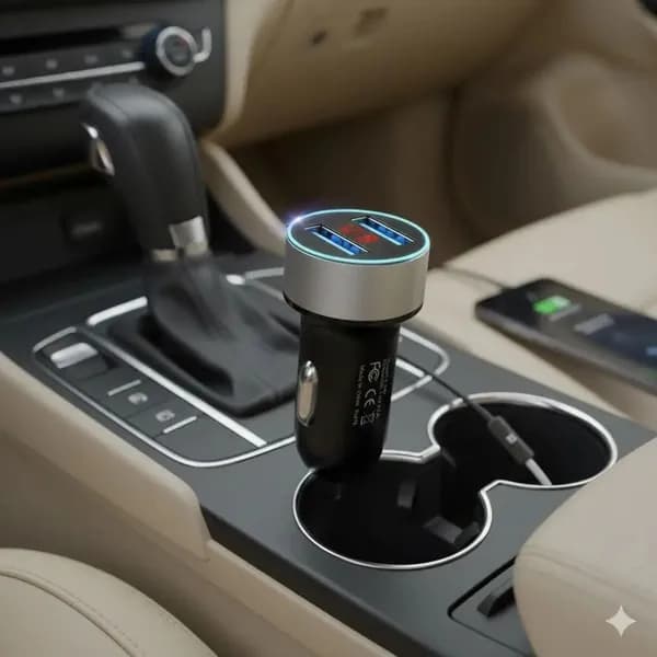 USB автомобильное зарядное устройство 3.1А с индикацией напряжения и LED дисплеем, быстрая зарядка для телефонов и ноутбуков