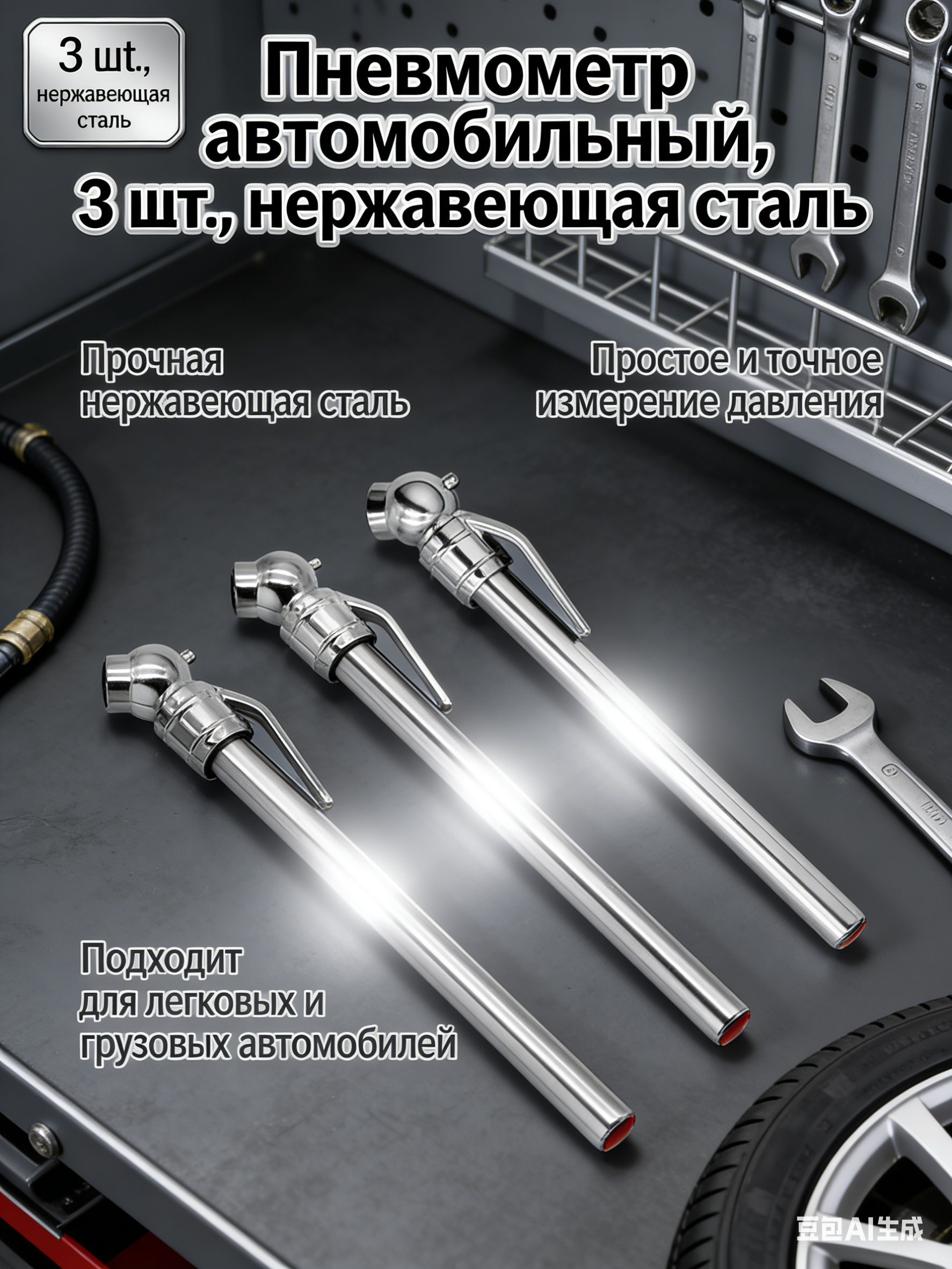 Манометр автомобильный, 3 шт.
