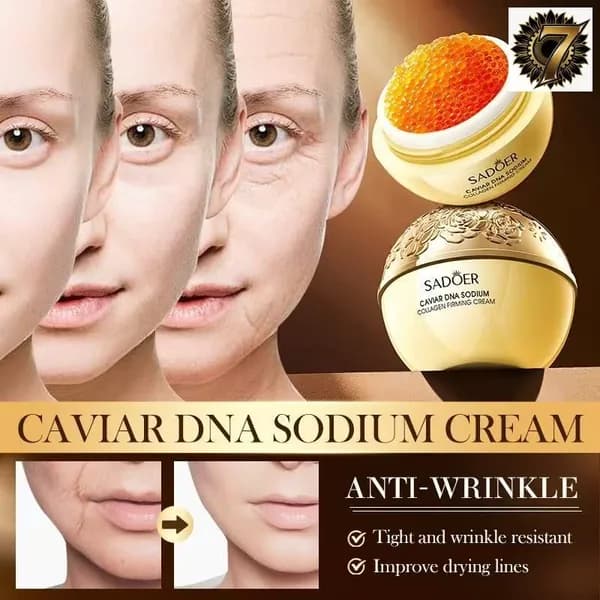SADOER Anti-Aging Cream содержит икру, коллаген и натриевую ДНК для упругости и разглаживания морщин