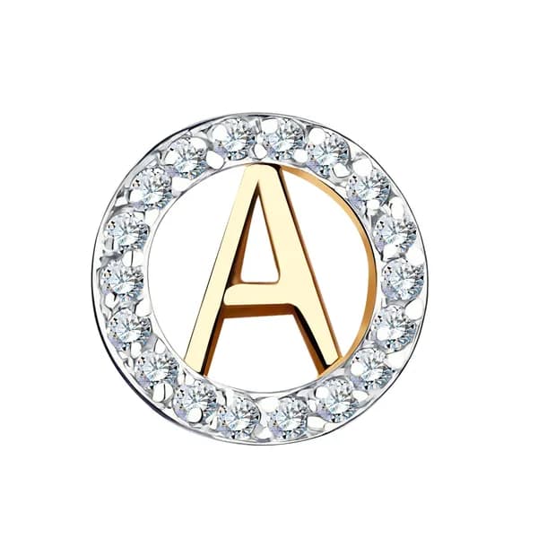 Золотая подвеска буква А DIAMANT-ONLINE с фианитом 585 пробы
