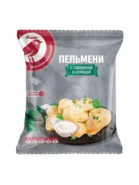 Пельмени АШАН Красная птица из говядины и курицы 800 г