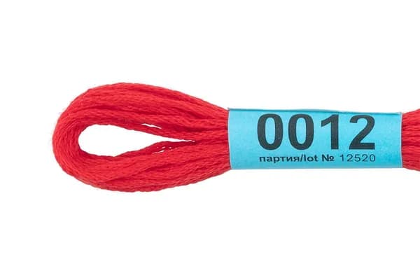 Мулине GAMMA нитки для вышивания 4 шт. по 8 м., 0012 алый