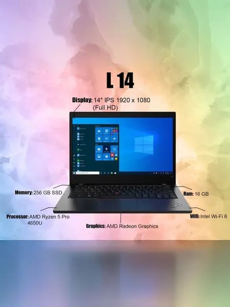 Lenovo ThinkPad L14 Gen 1, Как новый Ноутбук, RAM 8 ГБ 256 ГБ, черный