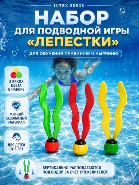 Мячи для подводного плавания 3 цвета Интекс 55503, 6+