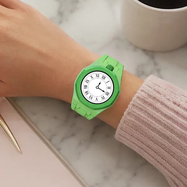 Ремешок для часов Swatch x Royal Pop из биокерамики и силикона, светло-зелёный, крепление в 12 часов