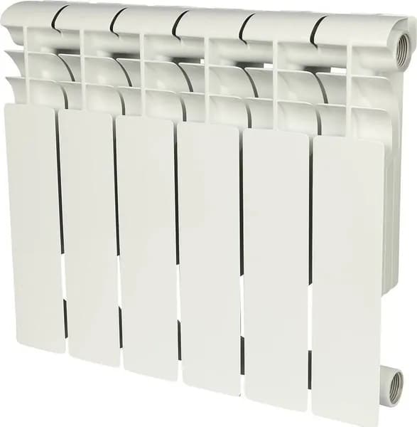 Радиатор отопления Rommer / Роммер Profi BM-350 плоскосекционный, вертикальный, настенный, биметаллический, белый, 6 секций, теплоотдача 696Вт, размером 418х480мм / батарея