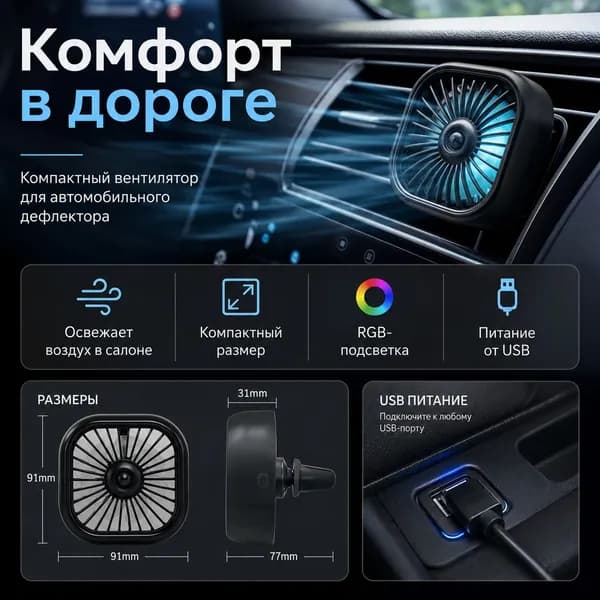 Вентилятор автомобильный, 2.5 Вт