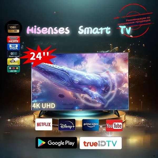 Телевизор 24″ 4K UHD, черный матовый