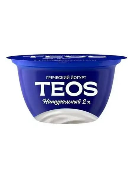 Йогурт Teos Греческий густой натуральный без добавления сахара 2% Беларусь 140 г
