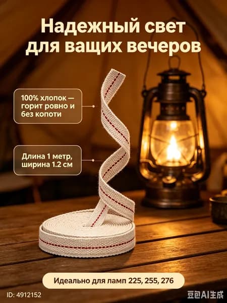 Плоский хлопковый фитиль для керосиновой лампы, 1.2 см х 1 м-запасной шнур летучая мышь, для кемпинга/дачи.