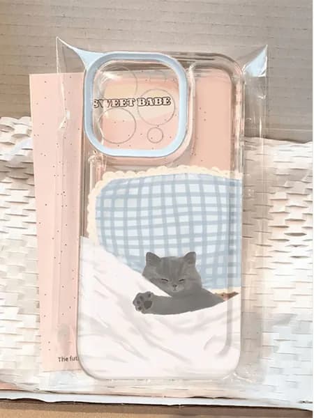 силиконовый прозрачный чехол на Айфон 16 Про Макс/Apple iPhone 16 Pro Max, Спящий котенок, прозрачный