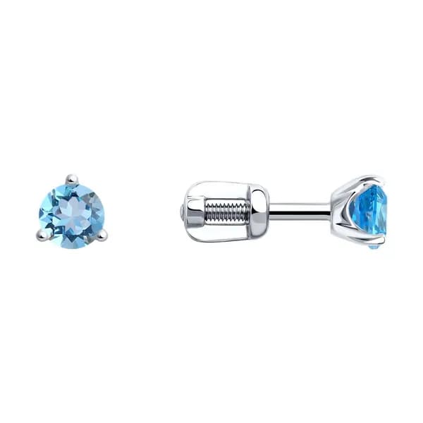 Серьги из белого золота DIAMANT-ONLINE с топазом 585 пробы