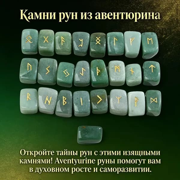 Скандинавские руны неправильной формы, гадание, зеленый клубок