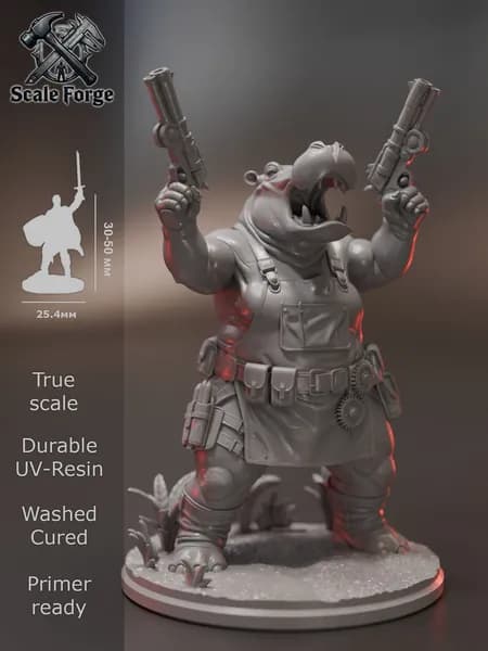 Гифф артиллеристка. Миниатюра ДнД для настольных игр и покраски. Pathfinder. DnD.