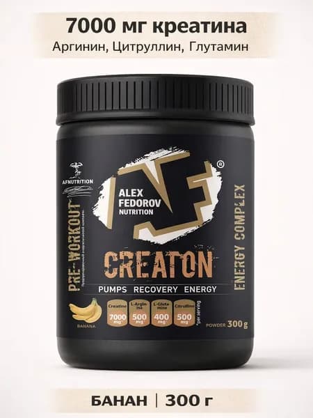 Креатин AF Nutrition, Creaton 7000, моногидрат, вкус банан, 300 г