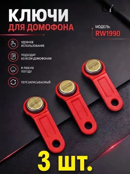Ключ для Touch Memory домофона RW1990 (перезаписываемые) 3 штуки