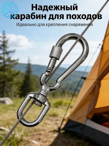 Карабин с вращающимся механизмом из нержавеющей стали, для туризма, альпинизма и повседневного использования, долговечный.