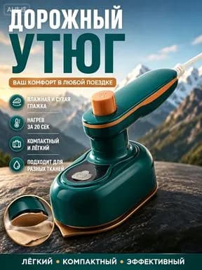 Портативный отпариватель дорожный для одежды, мини утюг с паром 2-в-1, поворотная ручка 180 градусов для поездок и дома
