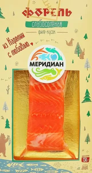 Форель слабосоленая МЕРИДИАН филе-кусок, 150г - 2 шт.