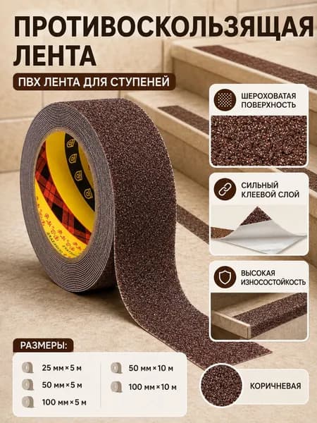 Противоскользящая лента 25.09 мм 5.09 м, 1 шт