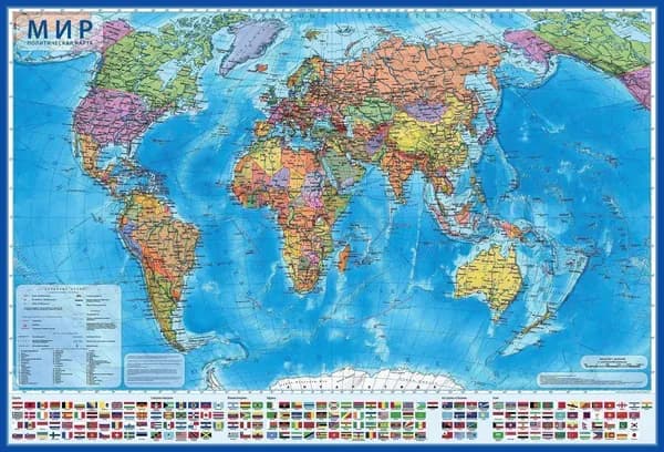 Карта мира Политическая М1:21,5 107х157см ламинация GLOBEN КН063
