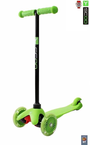 Самокат Y-SCOO mini A-5 Shine цв.green со светящими колесами,руль не подьемный.одно положение