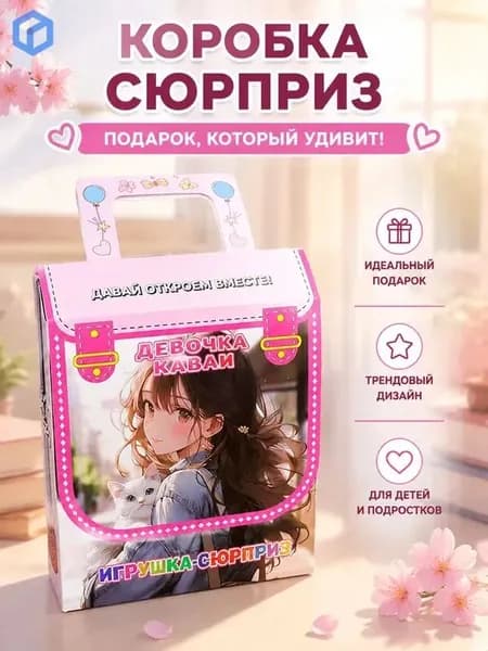 Сюрприз-бокс Девочка с котом в виде сумочки