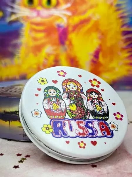 Зеркало двойное раскладное "Матрешка, Россия"
