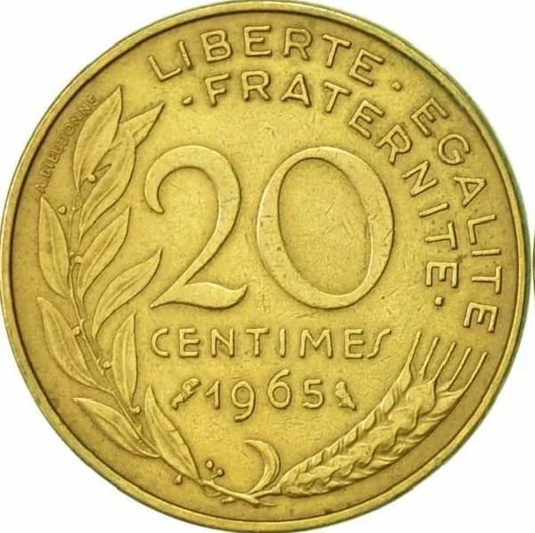 20 сантимов 1962-1999 г Франция
