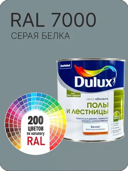 Краска для пола и лестниц цвет серая белка Ral 7000 0.8 л.