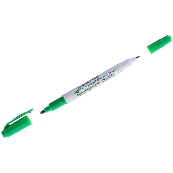 Перманентный маркер Crown Multi Marker Twin P-800W двухсторонний, пулевидный наконечник, 2/1 мм, зеленый 117932 (1 шт)