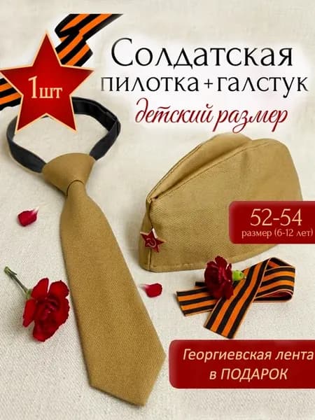 Комплект Пилотка военная и Галстук