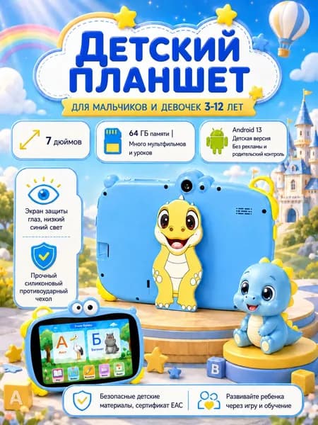 Планшет, 7" 64 ГБ/4 ГБ, синий