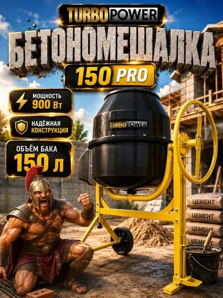 Бетономешалка 900 Вт, бак 150 л