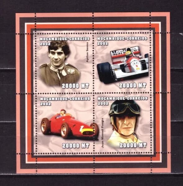 Мозамбик, 2002. (02147) Знаменитые автогонщики (мл),