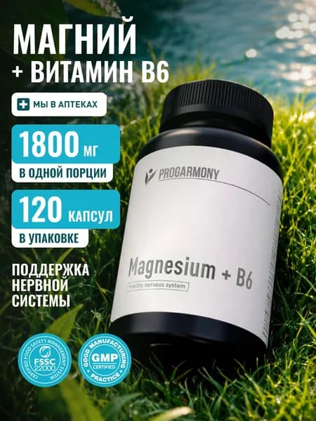 Магний цитрат с витамином В6 (магний в6), витамины для борьбы со стрессом и усталостью, успокоительное, Magnesium Citrate, 120 капсул
