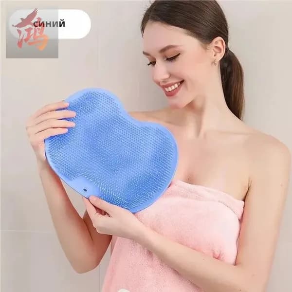 Мочалка силиконовая массажная для тела и ног на присосках, 20x28 см, голубая