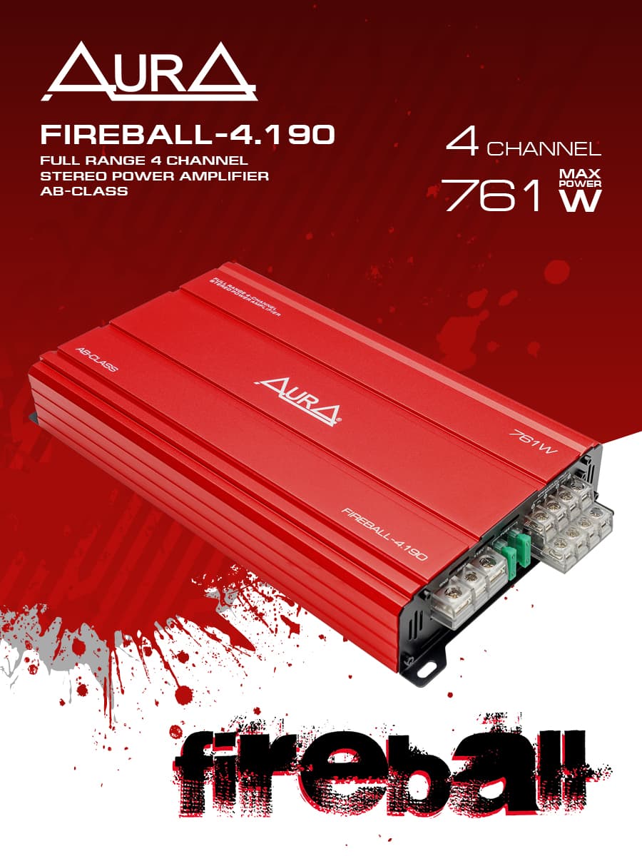 Автомобильный усилитель 4-канальный AurA FIREBALL-4.190