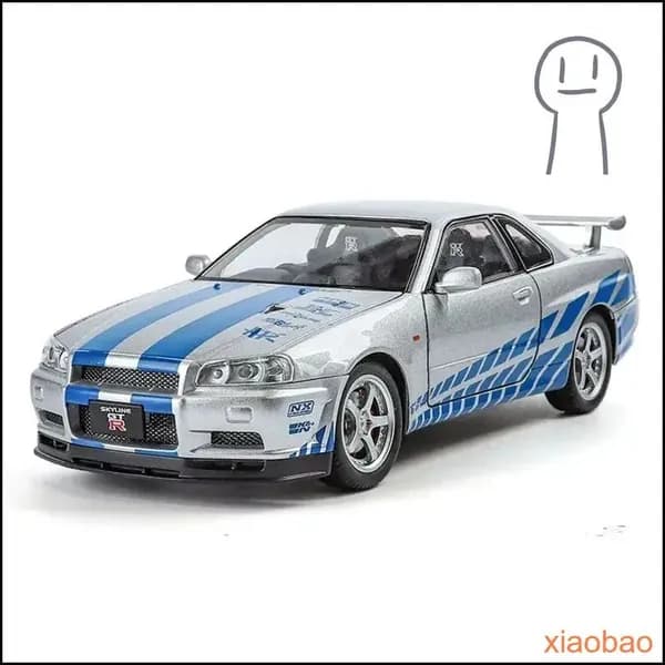 Металлическая модель Skyline R34 GTR инерционная игрушка с эффектом скольжения