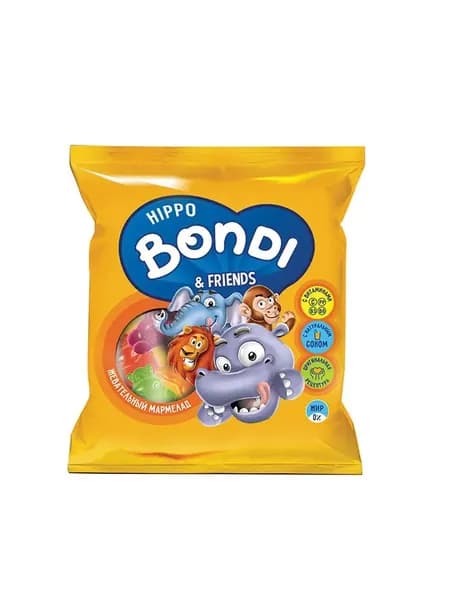 HIPPO BONDI & FRIENDS Жевательный мармелад, с соком ягод и фруктов, 30 гр