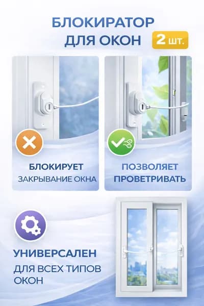 Блокиратор окон от детей, детский замок на окна, ограничитель оконный 2шт