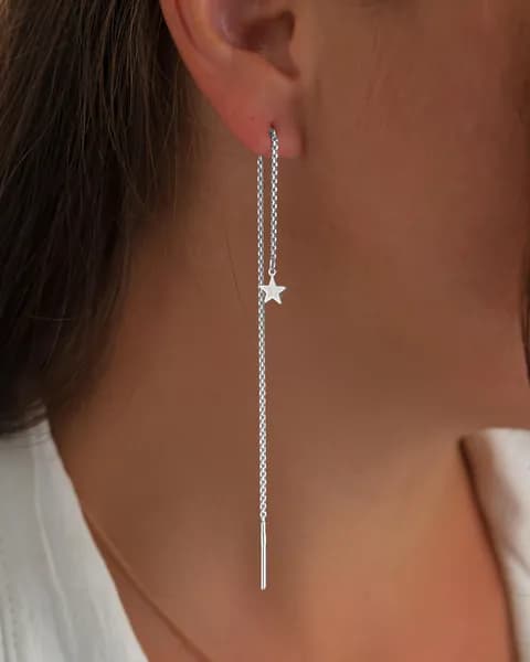Trade Jewelry Серьги ювелирные Протяжки Серебро родированное 925 пробы
