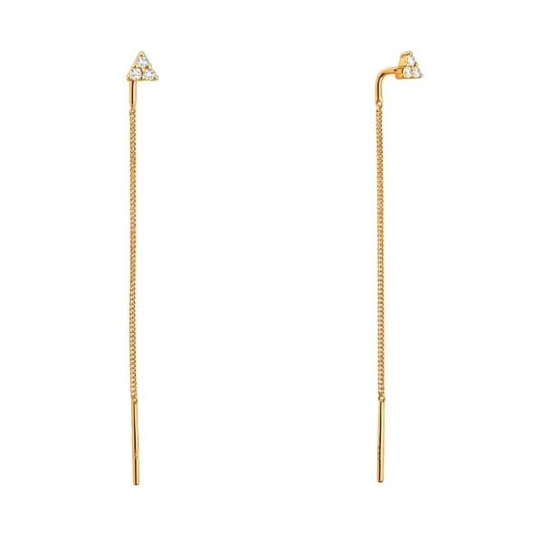 Серьги протяжки женские с фианитами серебро 925 пробы, длинные 585GOLD