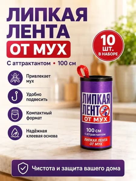 Липкая лента от мух и других насекомых 10 штук