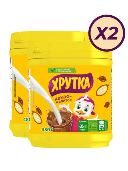 Какао-напиток быстрорастворимый в банке "Хрутка" 480 г 2 шт