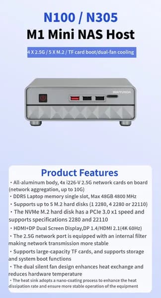 Мини-ПК Alder Lake N100 мини ПК (Intel Alder Lake N100, RAM Отсутствует, Intel Graphics, Windows 11 Pro), 中国, серебристый